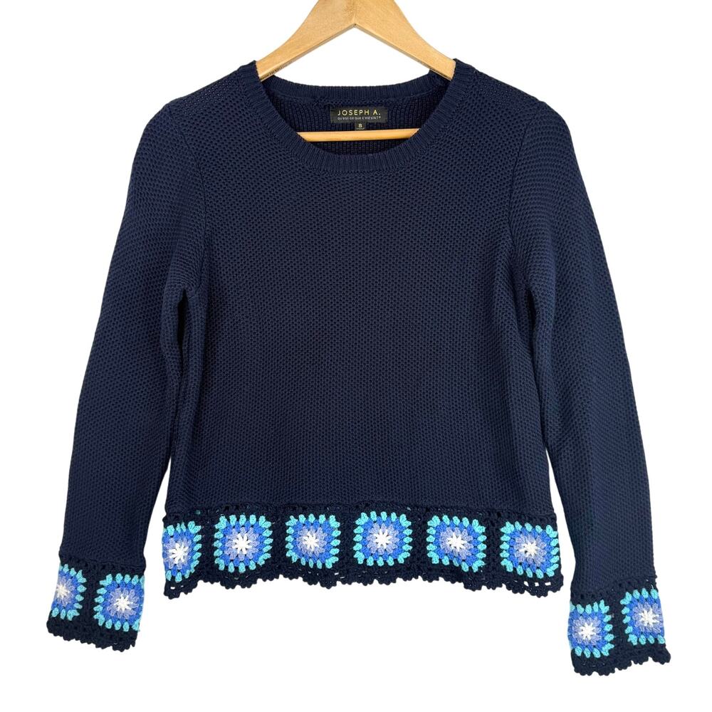 Joseph A Qu'est-Ce Que C'est Silk Granny Square Sweater Small